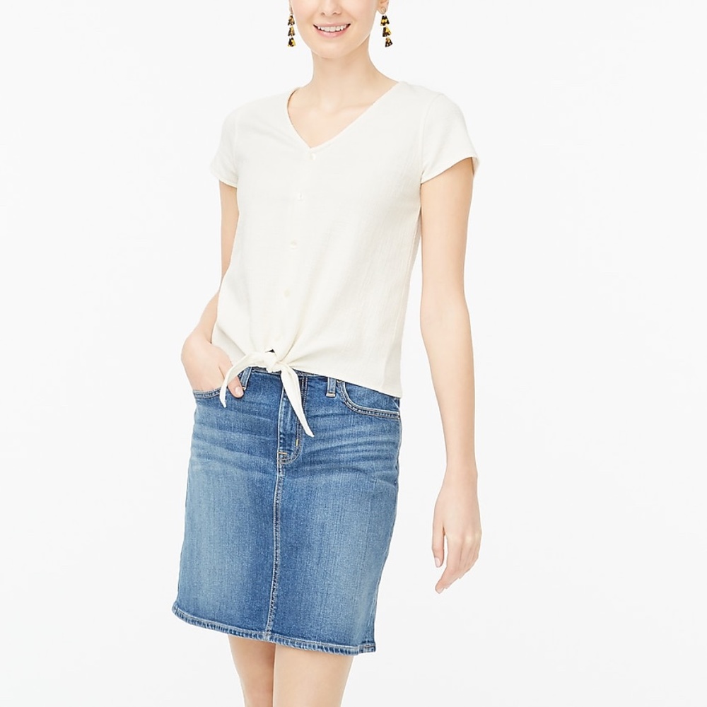 NWT ivory tie-front casual top